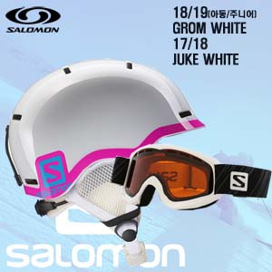 1819시즌(아동/주니어) SALOMON GROM WH+1718 JUKE WH 헬멧 고글 세트