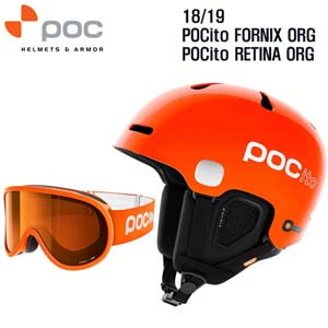 1819시즌(아동/주니어) POCITO FORNIX 헬멧+1819 RETINA ORG 고글 세트