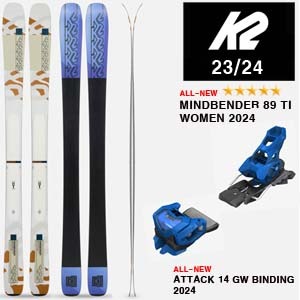 2324시즌 여성 올마운틴 프리라이드 스키  K2 SKI MINDBENDER 89TI W +ATTACK 14 BLUE
