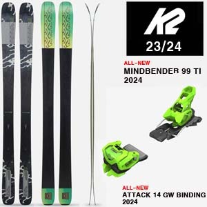 2324시즌 올마운틴 프리라이드 스키 K2 SKI MINDBENDER 99TI+ATTACK 14 GREEN