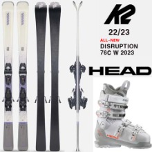 2223시즌(여성용) K2 SKI DISRUPTION 76C W+HEAD ADVANT EDGE 65W WH 세트